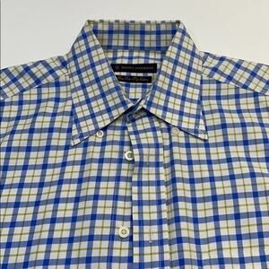 HENRY JACOBSON Mens Blue / Yellow Dress Shirt